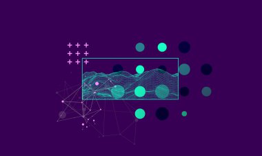 Modern bilim ya da teknoloji elementlerinin karesi. Moda soyut arka plan. Yüzey çizimi. El çizimi vektör sanatı.