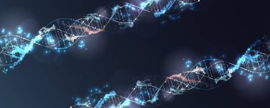 Bilim şablonu, duvar kağıdı ya da DNA virüsü moleküllü pankart. El çizimi vektör illüstrasyonu.