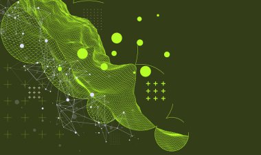 Modern bilim ya da teknoloji elementleri. Moda soyut arka plan. Siber uzay yüzey çizimi. El çizimi vektör.