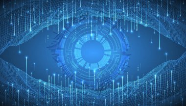 Büyük Data. Teknoloji arka planında soyut dijital fütüristik kablo vektör çizimi. Veri madenciliği ve yönetim konsepti. El çizimi sanat.