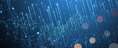 Büyük Data. Teknoloji arka planında soyut dijital fütüristik vektör çizimi. Veri madenciliği ve yönetim konsepti. El çizimi sanat.