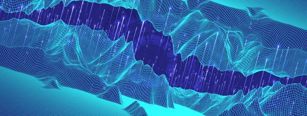 Big Data Abstract Digital Futuristic Wireframe Vector Illustration Technology Background Vetores De Stock Royalty-Free