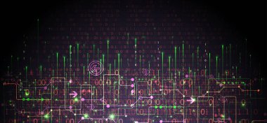 Soyut veri gradyan renk arkaplanı. El çizimi dijital teknoloji konsepti. Vektör