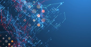 Büyük Data. Teknoloji arka planında soyut dijital fütüristik vektör çizimi. Veri madenciliği ve yönetim konsepti. El çizimi sanat.