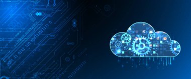 Bulut hesaplama kavramı. Soyut bağlantı teknolojisi geçmişi. El çizimi vektör.