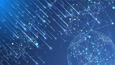 Gelecekçi teknoloji geçmişi. Plexus yapı iş sunumu, büyük veri ağı görselleştirme konsepti. El çizimi vektör.