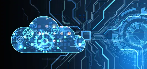 Bulut hesaplama kavramı. Soyut bağlantı teknolojisi geçmişi. El çizimi vektör.