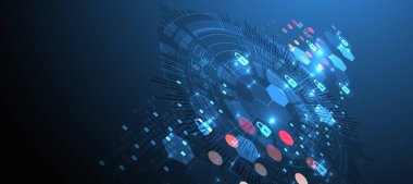 Dijital arkaplanı koru. Sanal gizli, programlama koruması. El çizimi vektör.