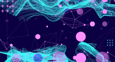 Soyut dalga çizgileri. Teknoloji, bilim ve modern konsept için tasarım unsuru. El çizimi.