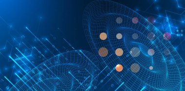 Gelecekçi teknoloji geçmişi. Pleksus yapısı Büyük Veri Ağı görselleştirme kavramı. El çizimi vektör.