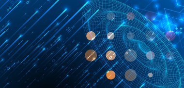 Gelecekçi teknoloji geçmişi. Pleksus yapısı Büyük Veri Ağı görselleştirme kavramı. El çizimi vektör.