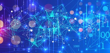 Büyük Data. Teknoloji arka planında soyut dijital fütüristik vektör çizimi. Veri madenciliği ve yönetim konsepti. El çizimi sanat.