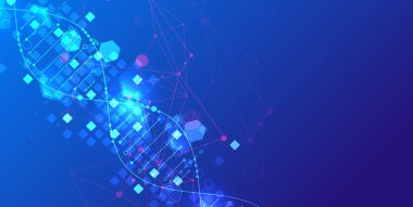 Bilimsel ve teknolojik geçmiş. DNA molekülünün soyut görüntüsü. Vektör çizimi. El çizimi.