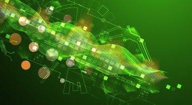 Büyük Data. Teknoloji arka planında soyut dijital fütüristik vektör çizimi. Veri madenciliği ve yönetim konsepti. El çizimi sanat.