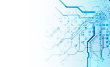 İşlemci konsepti. Devre kartı. Teknoloji soyut geçmişi. El çizimi vektör. 