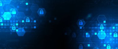 Dijital arkaplanı koru. Sanal gizli, programlama koruması. El çizimi vektör.