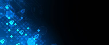 Dijital arkaplanı koru. Sanal gizli, programlama koruması. El çizimi vektör.
