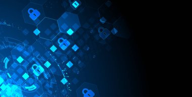Dijital arkaplanı koru. Sanal gizli, programlama koruması. El çizimi vektör.
