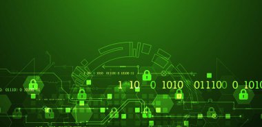 Dijital arkaplanı koru. Sanal gizli, programlama koruması. El çizimi vektör.