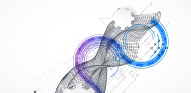 Kablo çerçevesi konsepti. Soyut teknoloji fütüristik vektör arka planı. El çizimi sanat.