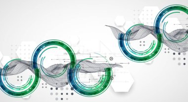 Kablo çerçevesi konsepti. Soyut teknoloji fütüristik vektör arka planı. El çizimi sanat.