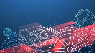 Abstract  technological background  with glowing cogwheels. Vector