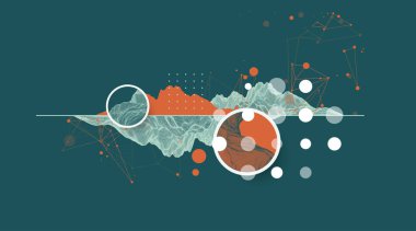 Moda soyut kablo çerçeveli dağ arkaplanı. Modern bilim ya da teknoloji sanat unsurları. Yüzey çizimi. Vektör el çizildi.