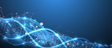 Bilimsel ve teknolojik geçmiş. Geometrik şekilli bir DNA molekülünün görüntüsü. El çizimi vektör.