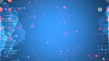 Büyük Data. Teknoloji arka planında soyut dijital fütüristik kablo vektör çizimi. Veri madenciliği ve yönetim konsepti. El çizimi sanat.