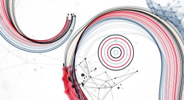 Birçok kesişim çizgisi olan soyut renkli arkaplan. El çizimi vektör illüstrasyonu.