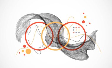 Soyut sanat geçmişi. Modern bilim ya da teknoloji sanat unsurları. Yüzey çizimi. El yapımı vektör.