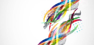 Dalga şeklinde renkli çizgileri olan soyut bir kablo dalgası. Pleksus etkisi. El çizimi vektör.