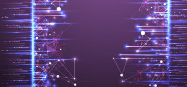 Büyük Data fütüristik, teknoloji ışık tasarımı. Vektör veri dijital arkaplan. Veri sisteminin illüstrasyon yeniliği. El çizimi illüstrasyon.