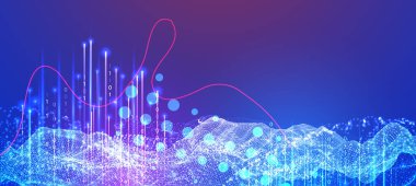 Büyük Data. Teknoloji arka planında soyut dijital fütüristik vektör çizimi. Veri madenciliği ve yönetim konsepti. El çizimi sanat.