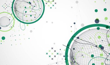 Pleksus etkisi olan soyut küre arkaplanı. Üç boyutlu yüzey. Vektör illüstrasyonu.