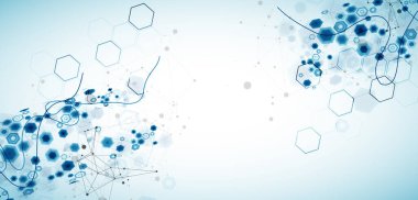 Tasarım için pleksus etkisi olan soyut altıgen arkaplan. Vektör illüstrasyonu.