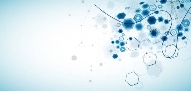 Tasarım için pleksus etkisi olan soyut altıgen arkaplan. Vektör illüstrasyonu.