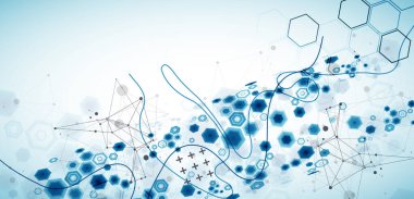 Tasarım için pleksus etkisi olan soyut altıgen arkaplan. Vektör illüstrasyonu.