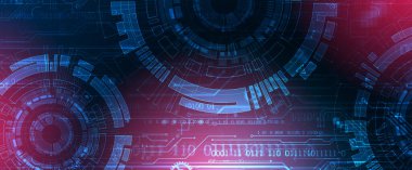 Soyut arkaplan. Daire şeklinde oluşmuş teknik elementlerin kullanımıyla ilgili bilimsel ve teknolojik kavram. Vektör