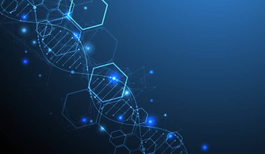 Parlayan neon DNA zinciri. Biyoteknoloji, biyokimya, bilim, tıp konsepti.