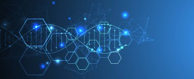 Parlayan neon DNA zinciri. Biyoteknoloji, biyokimya, bilim, tıp konsepti.