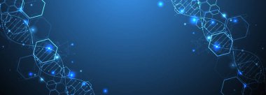 Parlayan neon DNA zinciri. Biyoteknoloji, biyokimya, bilim, tıp konsepti.