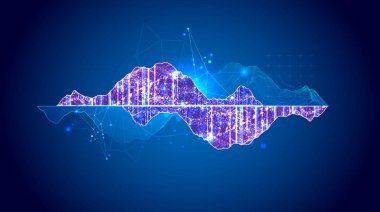Büyük Data. Teknoloji arka planında soyut dijital fütüristik vektör çizimi. Veri madenciliği ve yönetim kavramı. 
