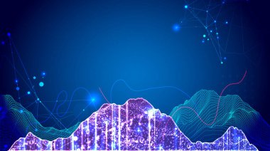 Büyük Data. Teknoloji arka planında soyut dijital fütüristik vektör çizimi. Veri madenciliği ve yönetim kavramı. 