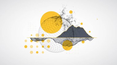 Pleksus etkisi olan bir kablo küresinin soyut görüntüsü. Bilim ve teknoloji yaratıcı tema. Vektör.