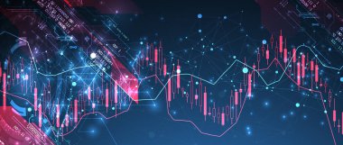 Finansal ticaret kavramı. Borsa ve borsa. Mum çubuğu grafiği. Vektör.