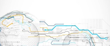Küreyle soyut devre kartı arka planı. Yüksek teknoloji dijital teknoloji konsepti. Vektör.