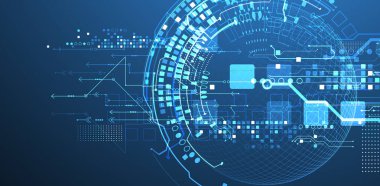 Küreyle soyut devre kartı arka planı. Yüksek teknoloji dijital teknoloji konsepti. Vektör.