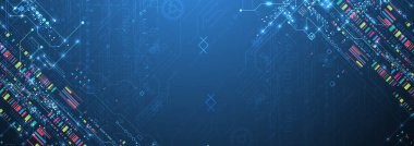 Soyut teknoloji konsepti. Devre tahtası renk arkaplanı. Vektör illüstrasyonu