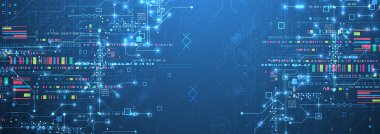 Soyut teknoloji konsepti. Devre tahtası renk arkaplanı. Vektör illüstrasyonu